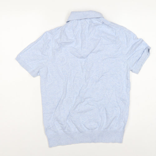 Ben Sherman Men's Blue Cotton Logo Short Sleeve Knit Polo Shirt Size S