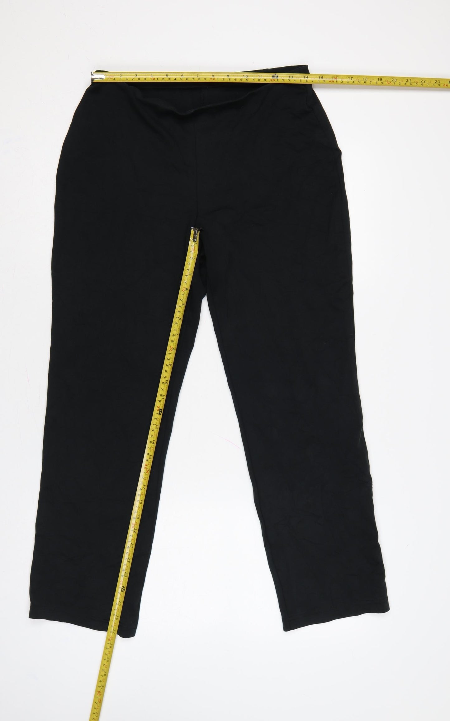 M&S Women’s Black Size 12 Short Straight Leg Stretch Trousers