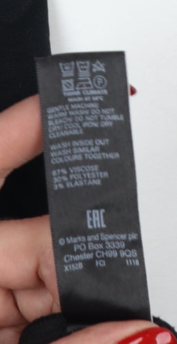 M&S Women’s Black Size 12 Short Straight Leg Stretch Trousers