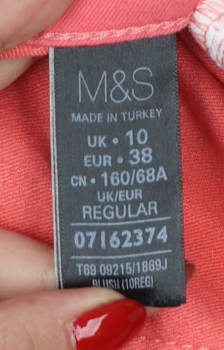 Marks & Spencer Women Pink UK 10 Skinny Stretch Jeans Zip Pockets