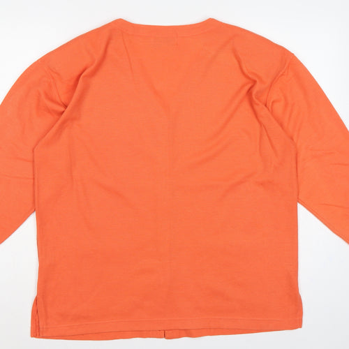 Fay Louise Women Orange One Size V-Neck Button Pocket Cardigan