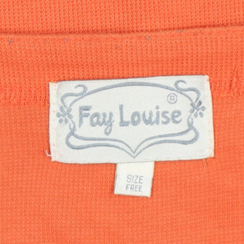 Fay Louise Women Orange One Size V-Neck Button Pocket Cardigan