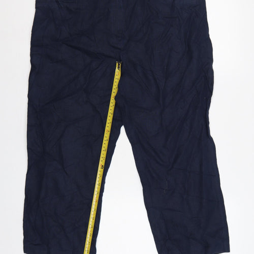 M&S Per Una Women Blue Size 16 Linen Cropped Tapered Trousers