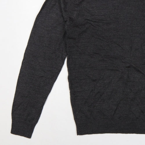 Pierre Cardin Mens Grey L Crew Neck Logo Knit Pullover Jumper