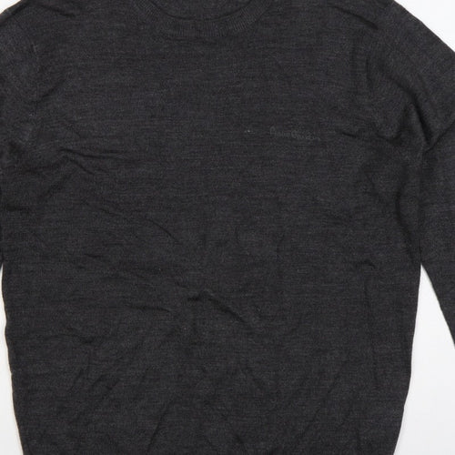 Pierre Cardin Mens Grey L Crew Neck Logo Knit Pullover Jumper