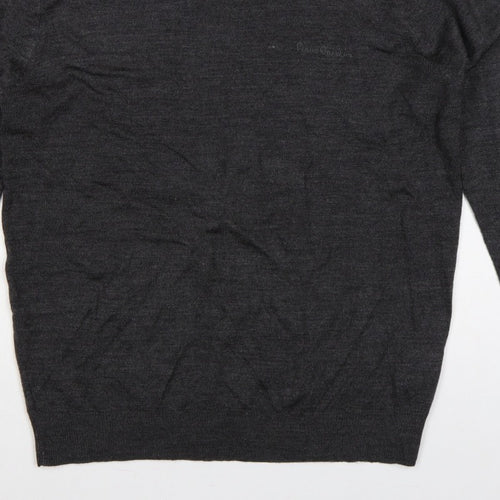 Pierre Cardin Mens Grey L Crew Neck Logo Knit Pullover Jumper