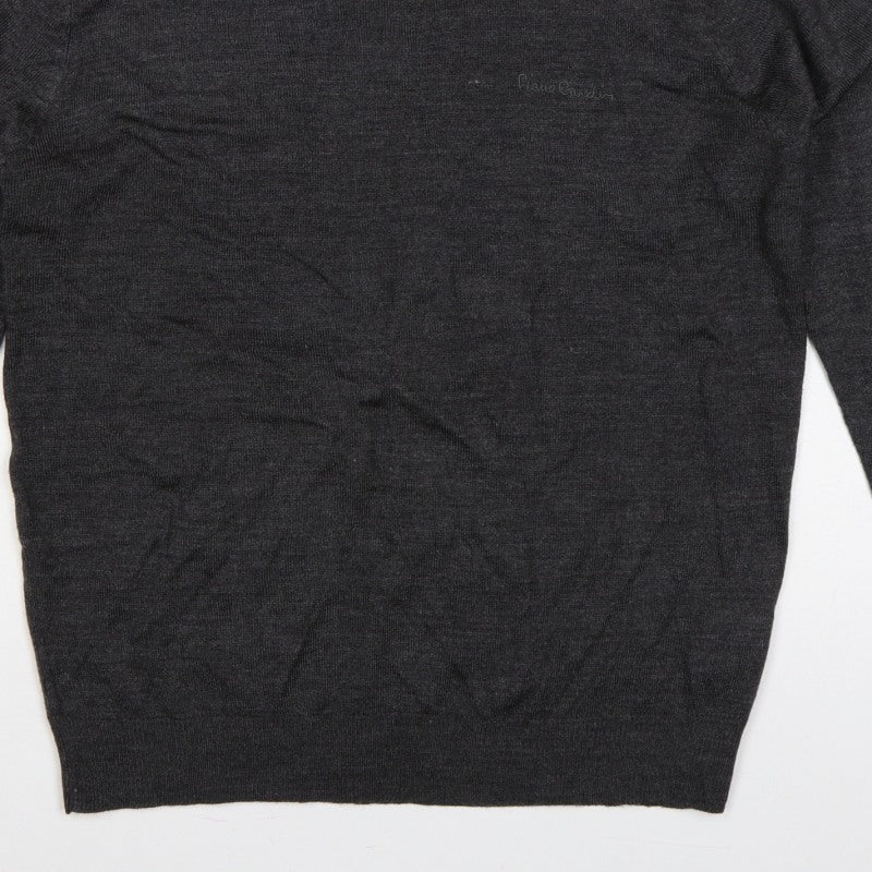 Pierre Cardin Mens Grey L Crew Neck Logo Knit Pullover Jumper