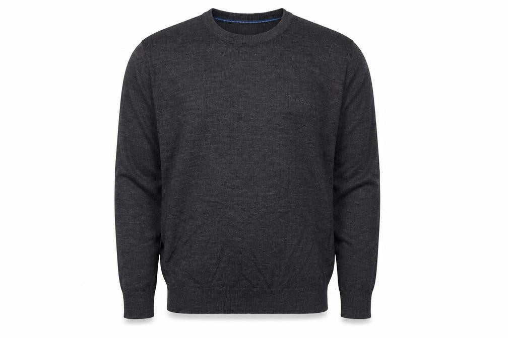 Pierre Cardin Mens Grey L Crew Neck Logo Knit Pullover Jumper