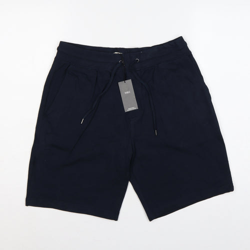 Marks and Spencer Men’s Blue M 34in Drawstring Cotton Sweat Shorts