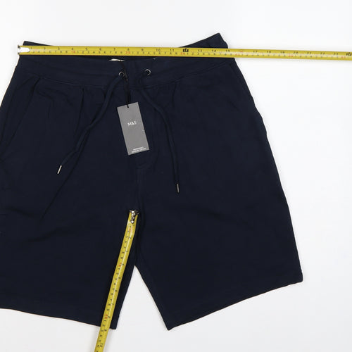 Marks and Spencer Men’s Blue M 34in Drawstring Cotton Sweat Shorts