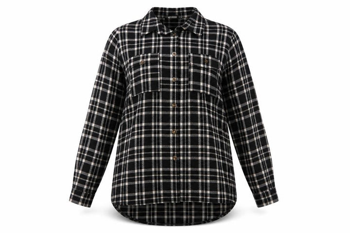 Missguided Women’s Black Plaid Long Sleeve Button-Up Shirt UK 10