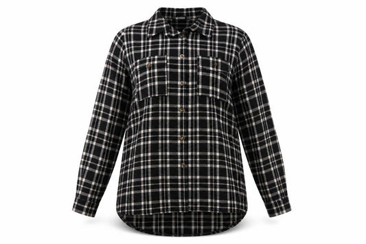 Missguided Women’s Black Plaid Long Sleeve Button-Up Shirt UK 10