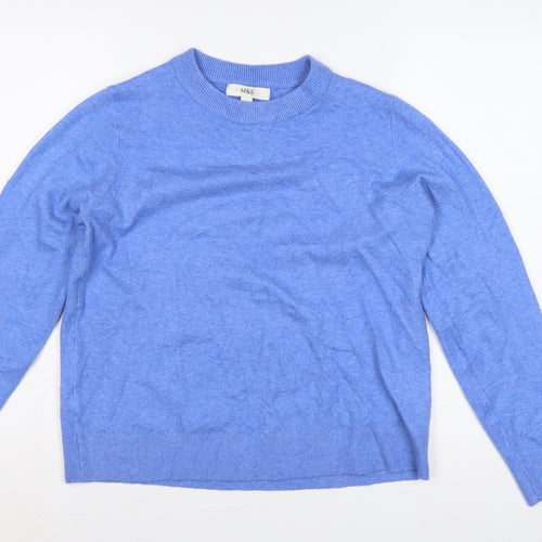 Marks and Spencer Womens Blue M Cashmere Blend Crew Neck Pullover