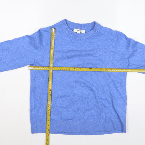 Marks and Spencer Womens Blue M Cashmere Blend Crew Neck Pullover