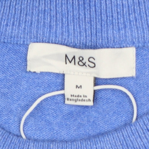 Marks and Spencer Womens Blue M Cashmere Blend Crew Neck Pullover