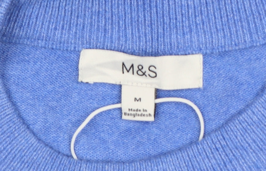 Marks and Spencer Womens Blue M Cashmere Blend Crew Neck Pullover