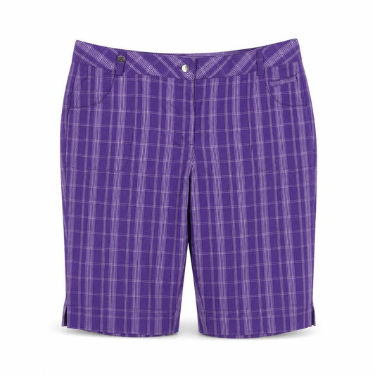 Calvin Klein Golf Women Purple Plaid Bermuda Shorts UK 16