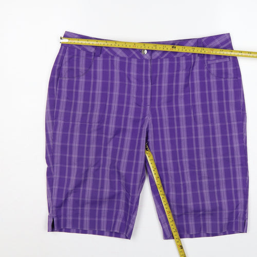 Calvin Klein Golf Women Purple Plaid Bermuda Shorts UK 16