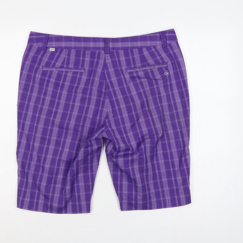 Calvin Klein Golf Women Purple Plaid Bermuda Shorts UK 16