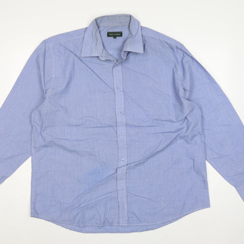 Greenwoods Men's Blue 18 Long Sleeve Check Button-Up Shirt