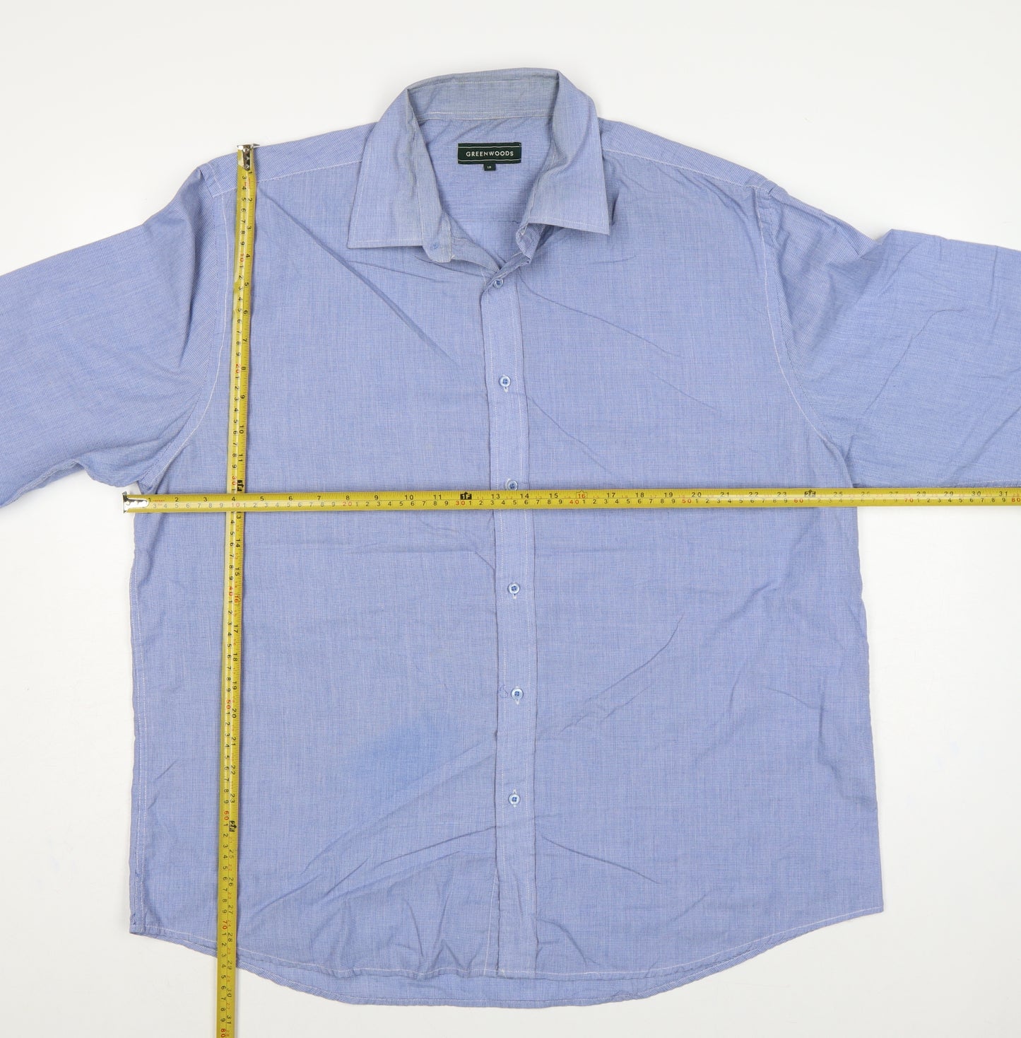 Greenwoods Men's Blue 18 Long Sleeve Check Button-Up Shirt