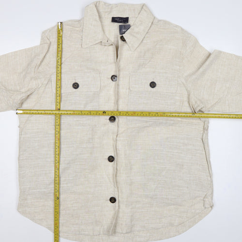 Marks & Spencer Women Beige UK 20 Relaxed Linen Button-Up Shirt