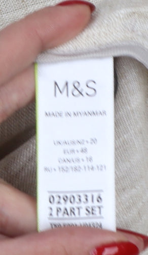 Marks & Spencer Women Beige UK 20 Relaxed Linen Button-Up Shirt