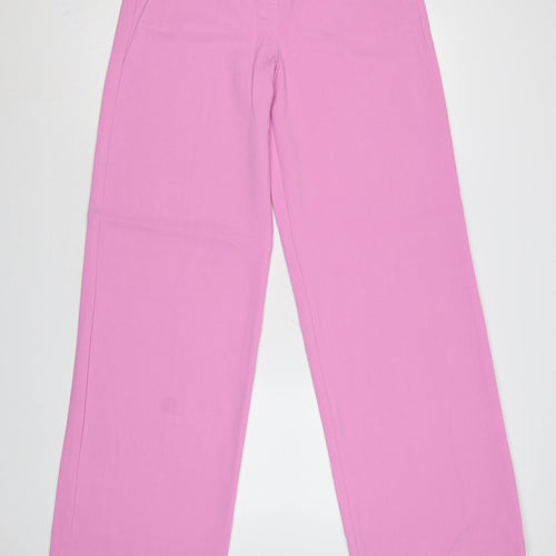 Marks and Spencer Women Pink Size 12 Tall Wide Leg High Rise Trousers