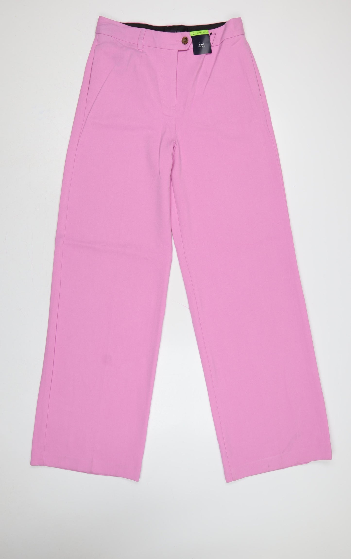 Marks and Spencer Women Pink Size 12 Tall Wide Leg High Rise Trousers