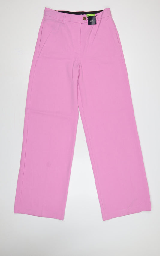 Marks and Spencer Women Pink Size 12 Tall Wide Leg High Rise Trousers