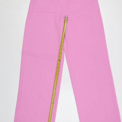Marks and Spencer Women Pink Size 12 Tall Wide Leg High Rise Trousers