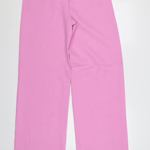Marks and Spencer Women Pink Size 12 Tall Wide Leg High Rise Trousers