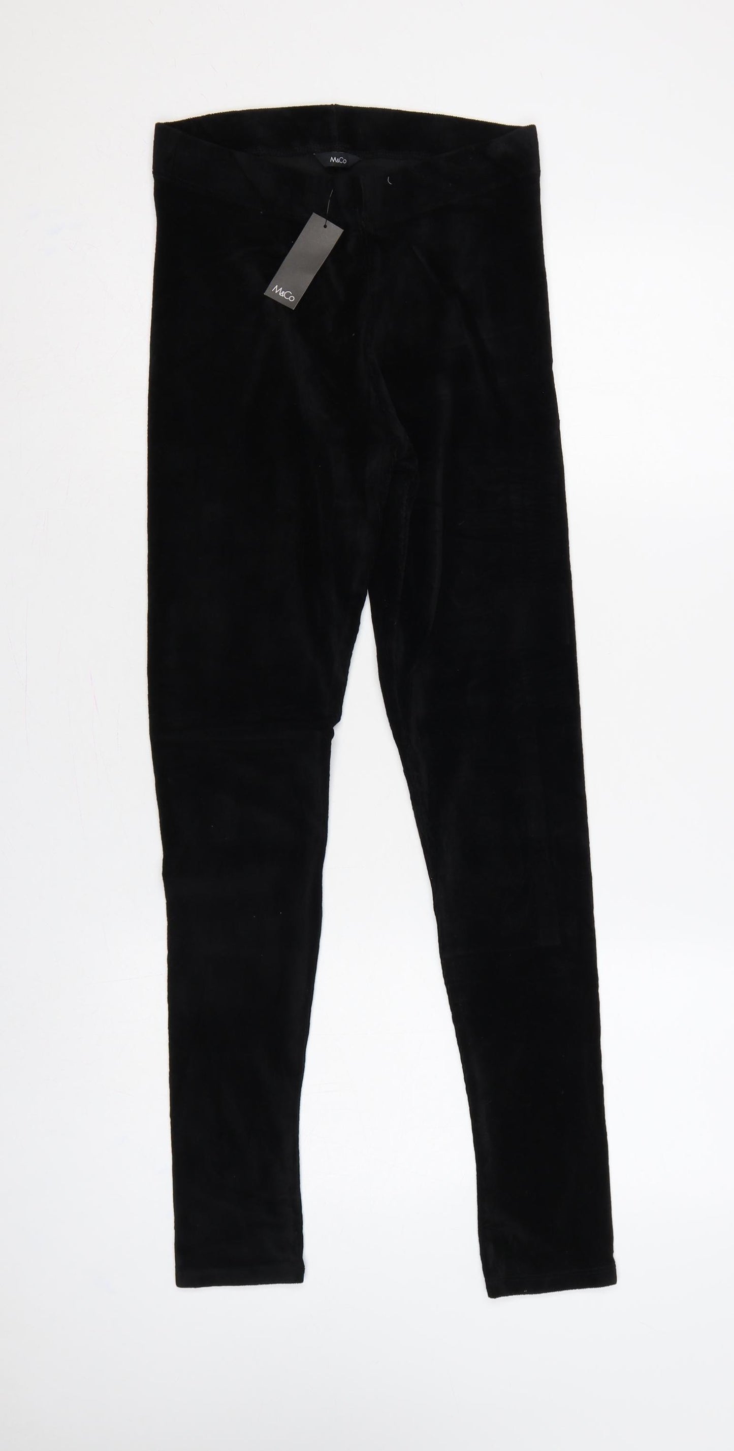 M&Co Women Black Size 10 Stretch Jersey Leggings Elastic Waist