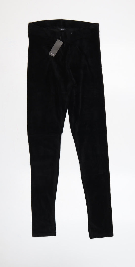 M&Co Women Black Size 10 Stretch Jersey Leggings Elastic Waist