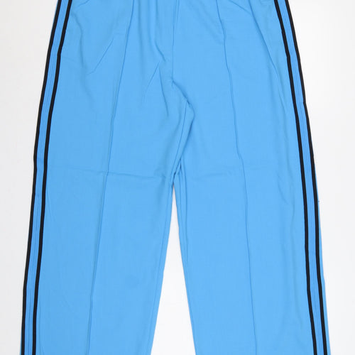 Marks & Spencer Women Blue Wide Leg High Rise Trousers UK 18 Short