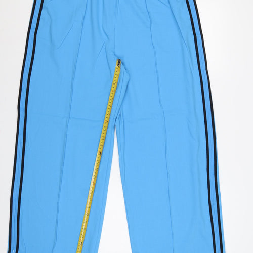 Marks & Spencer Women Blue Wide Leg High Rise Trousers UK 18 Short