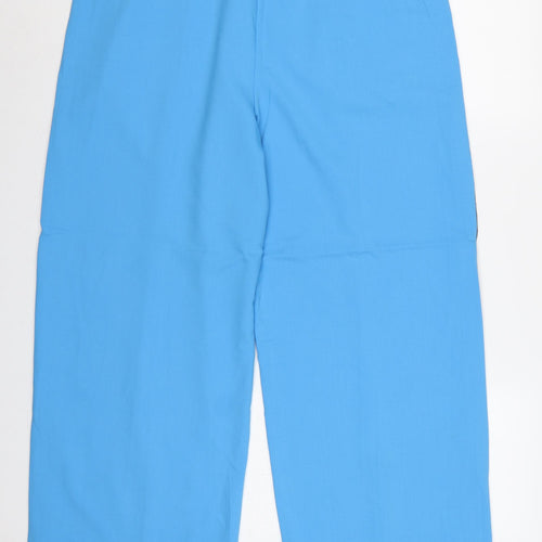 Marks & Spencer Women Blue Wide Leg High Rise Trousers UK 18 Short