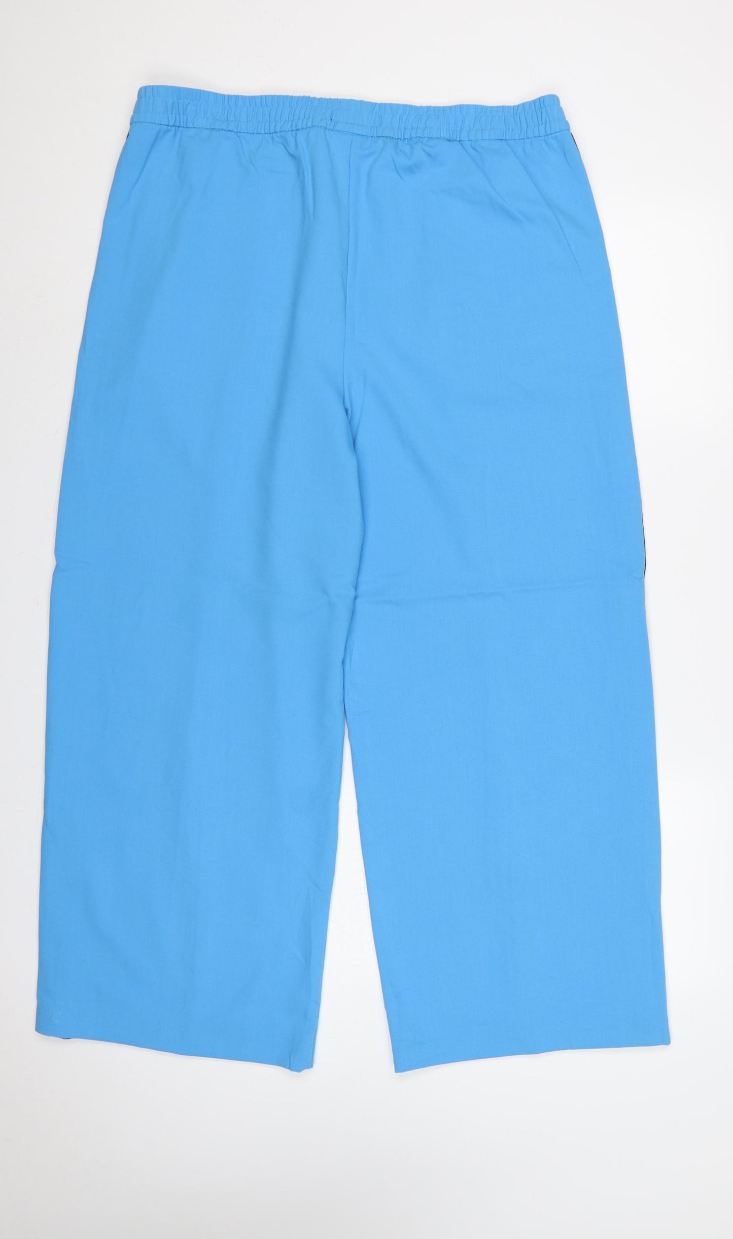 Marks & Spencer Women Blue Wide Leg High Rise Trousers UK 18 Short