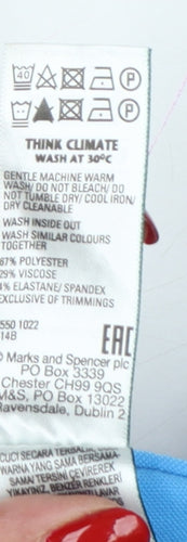 Marks & Spencer Women Blue Wide Leg High Rise Trousers UK 18 Short