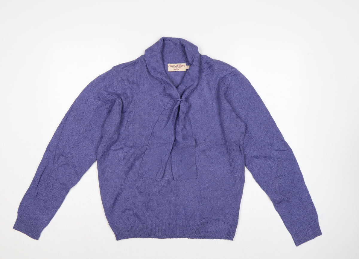 Honor Millburn at EWM Women Purple Size 16 Cowl Neck Pullover Jumper