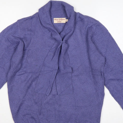 Honor Millburn at EWM Women Purple Size 16 Cowl Neck Pullover Jumper