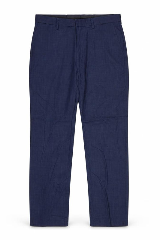 M&S Mens Blue 36in Regular Fit Wool Blend Dress Trousers 29in Short