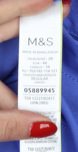 Marks & Spencer Women’s Blue Size 20 Regular Stretch Straight Trousers