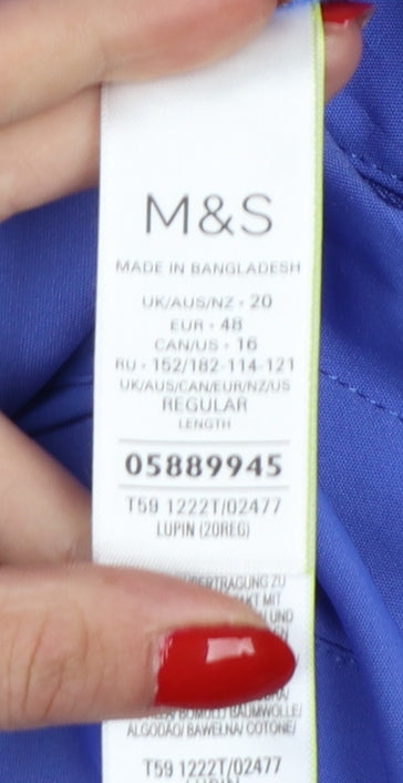 Marks & Spencer Women’s Blue Size 20 Regular Stretch Straight Trousers