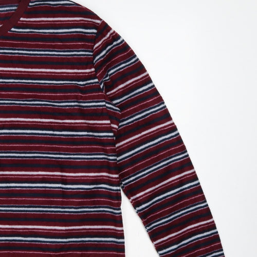Atlas For Men Men's Multicoloured Striped V-Neck Pullover Sweatshirt L