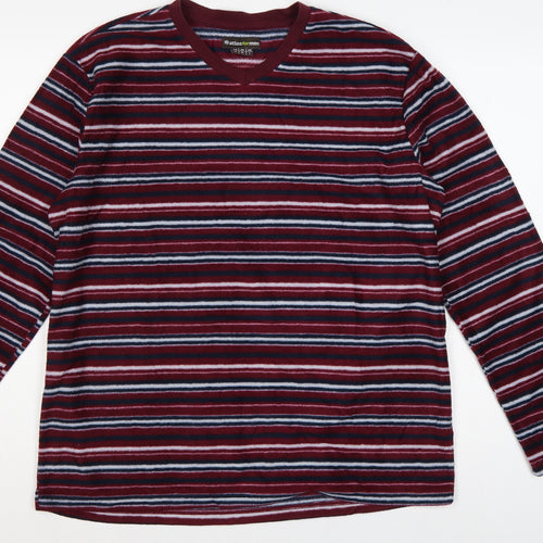 Atlas For Men Men's Multicoloured Striped V-Neck Pullover Sweatshirt L