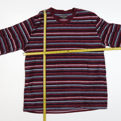 Atlas For Men Men's Multicoloured Striped V-Neck Pullover Sweatshirt L