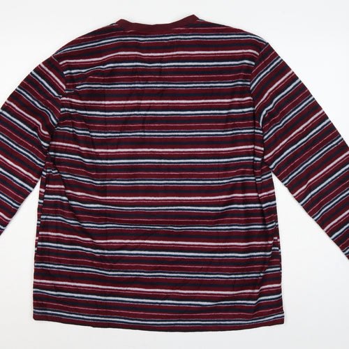 Atlas For Men Men's Multicoloured Striped V-Neck Pullover Sweatshirt L