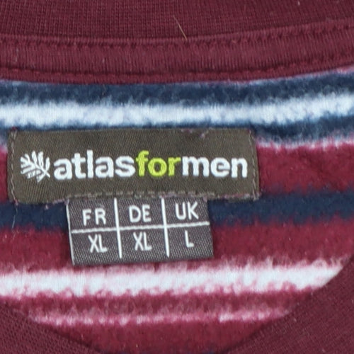 Atlas For Men Men's Multicoloured Striped V-Neck Pullover Sweatshirt L
