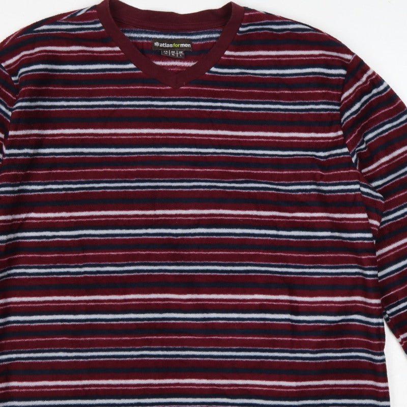 Atlas For Men Men's Multicoloured Striped V-Neck Pullover Sweatshirt L